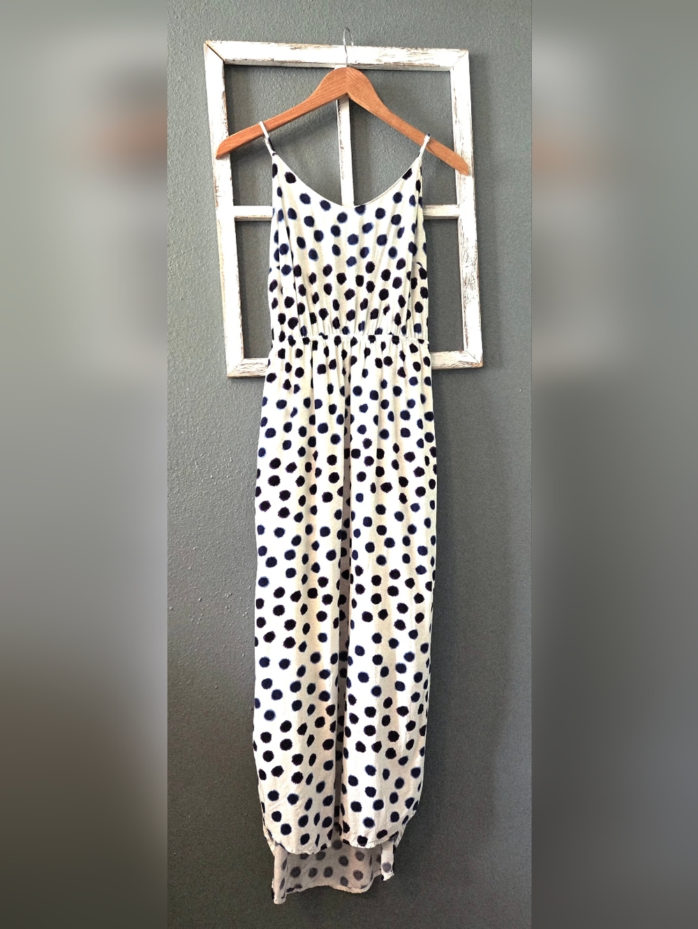 Old Navy Purple, Navy & White Ikat Polka Dot High-Low Maxi Dress - Small - Picture 3 of 9